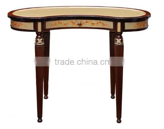 New Arrival Elegant Classic French Rococo Floral Painted Golden Vanity Dressing Table for Noble House BF12-05254b photo-2