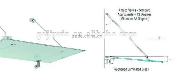 Modern Design Stainless Steel Glass Canopy Fittings/outdoor Tempered Glass Canopy System for Door,window,car Parking photo-4