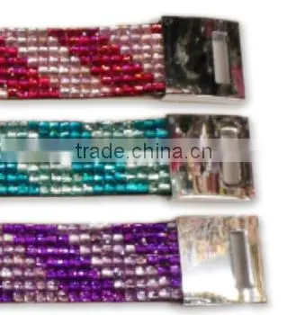 Colorful Bracelet With Zinc Alloy Locking Part, Hot Sale Gift Leather With Crystal Gem Decoration photo-3