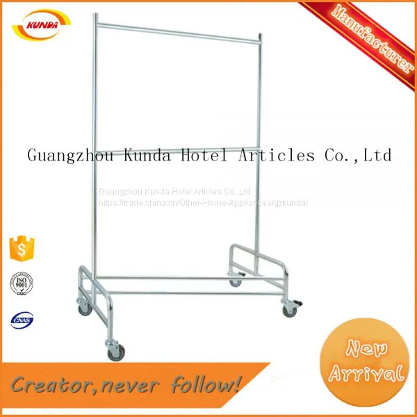 high quality garment rack trolley for hotel laundry room with 4 wheels Kunda C-077