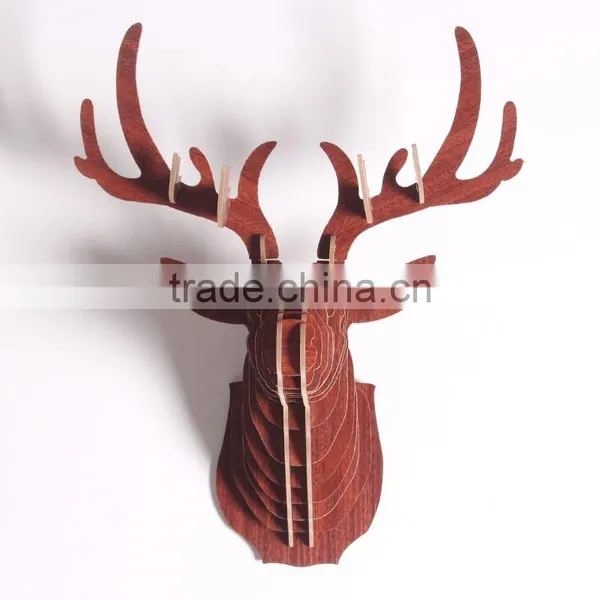 Carved Wooden Deer Head Decoration Wholesale photo-3