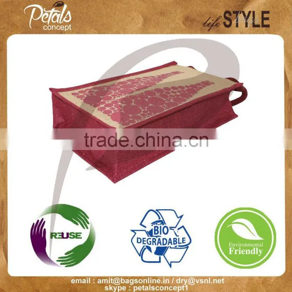 PP Laminated Two Bottle Jute Wine Bag - for Wholesale From India photo-4