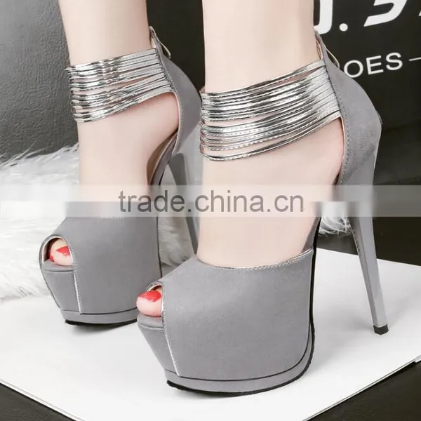 Zm50268b Fashion Waterproof Shoes Ladies High Heels 8cm High Heel Suede Women Sandal photo-4