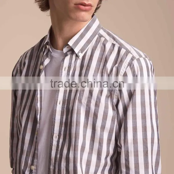 Graceful Euro Style Stripped Casual Custom Cotton Shirt for Handsome Men photo-4
