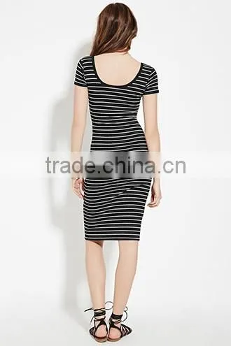 2017 Cheapsale Sexy Ladies Tight Solid Stripe Casual Dress Bulk Clothing photo-2