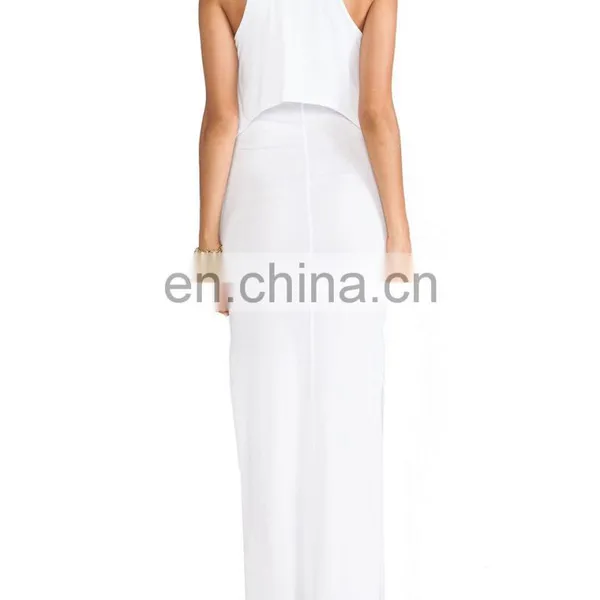 CHEFON Cotton Modal Double Crop Sheer Maxi Dress photo-3