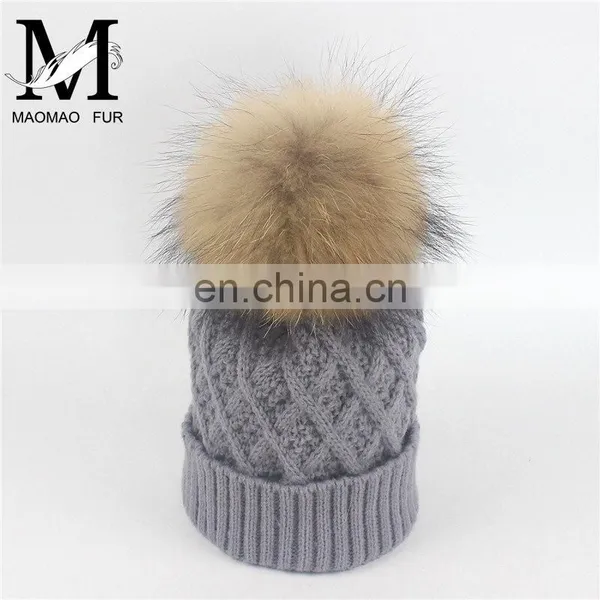 Best-selling Unisex Wholesale Striped Real Fur Pompom Baby Beanie Hat photo-6
