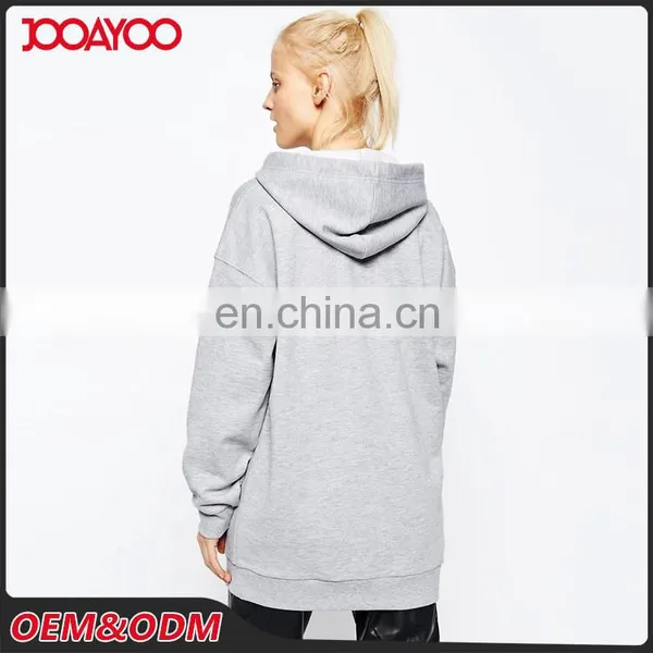 Custom Oversized Casual Sports Hoodie Women Heather Grey Blank Pullover Hoodie photo-3