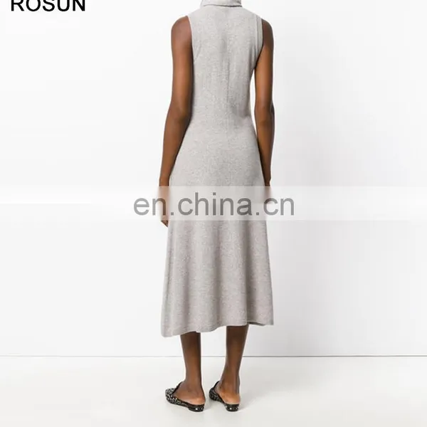 High Fashion Women 100% Wool Tie Neck Sweater Dress photo-4