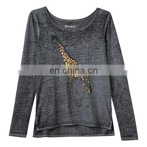Children Latest Dress Style, Girls 7- 16 High-Low Long Sleeve Graphic Design Tee photo-5