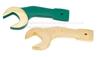 NON SPARKING BENT HANDLE FORGED HAMMER OPEN END WRENCH SPANNER ALUMINUM BRONZE