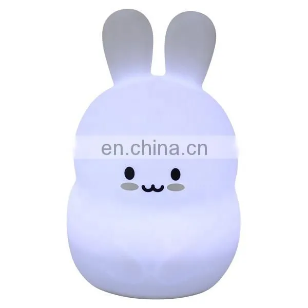 2020 New Design Animal Shaped Cute Rabbit LED Night Light Silicone Night Lamp For Kids photo-5