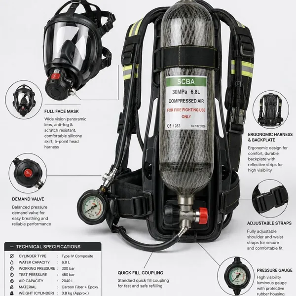 SCBA Carbon Fiber Gas Cylinders for Firefighter