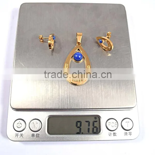 Dubai Gold Jewelry Set Blue Acrylic Bead Gold Plated Jewelry Indian Jewelry Set photo-4