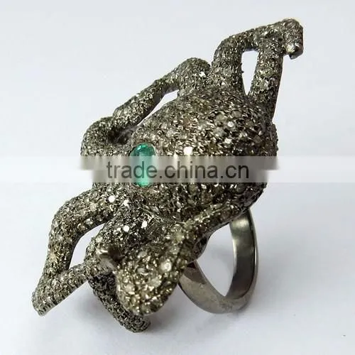 Popular Octopus Design !! Emerald & Diamond 925 Sterling Silver Ring, Online Silver Jewellery, Silver Jewellery photo-4