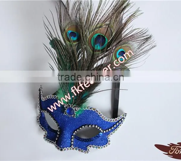 Blue Peacock Feather Carnival Mask Halloween For Party Decorations photo-6