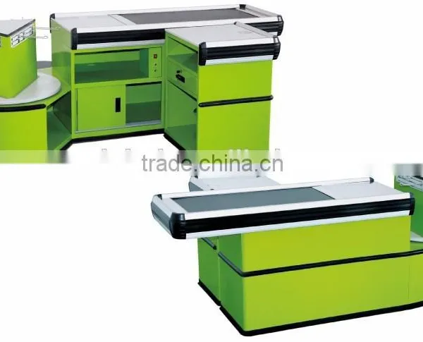 Belt conveyor checkout desk,automatic supermarket checkout table, cashier counter table