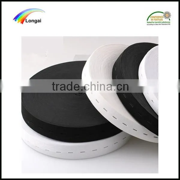 1cm 25cm White/black Woven Elastic Webbing Belt With Button Hole Elastic Band photo-6