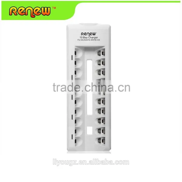 Wholesale RENEW 10 Bay/Slot AA AAA Ni-MH Ni-Cd Quick Charger Smart Battery Charger for Rechargeable Batteries S9 Charger photo-5