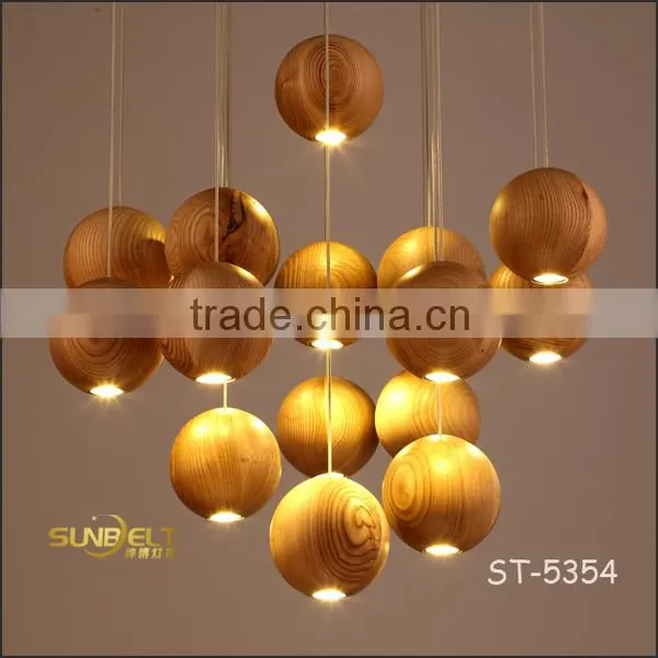 ST-5354 Sunbelt Manufacturer's Premium Wooden Pendant Light ,7 Head Round Ball Ceiling Light, Dinning Room Hanging Lamp