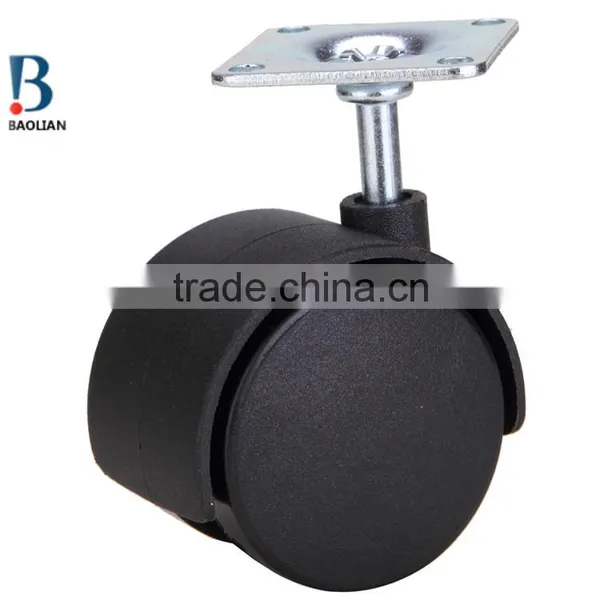 2015 Discount 2-inch Nylon Black Plastic Square Plate Double Swivel Furniture Caster Wheels photo-2