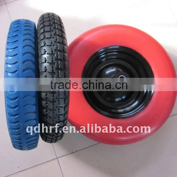 4.00-8/400-8 Colourful Flat Free Wheels ,PU Foam Tubeless for Wheel Barrow Quality Choice photo-2