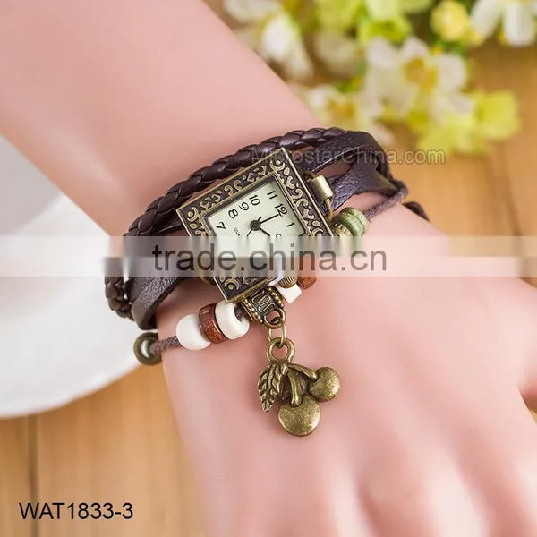 Vintage Green Faux Leather Ladies Bracelet Wrist Watch photo-2
