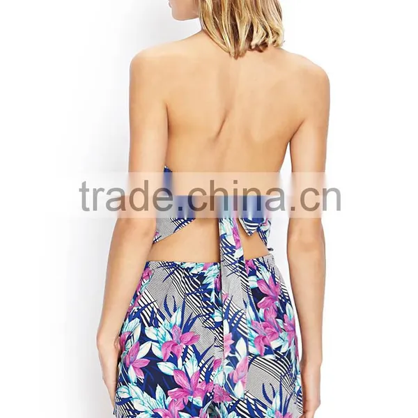 2014 Women Tropical Floral Strapless Romper Women Romper photo-3