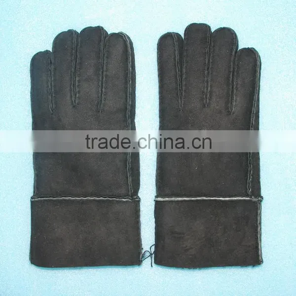 Fashion Fur Gloves Whole Lamb Fur Leather Hand Stitch Leather Gloves,KZ140038 photo-2