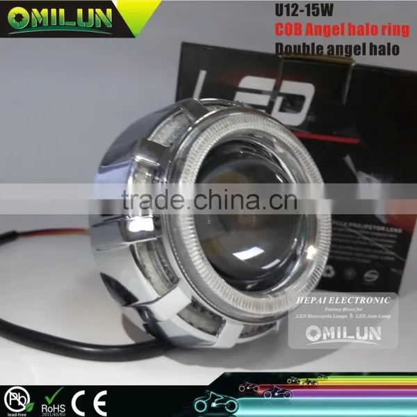 U12 COB Motorcycle Headlight With Devil Eye and Ange Halo Eye photo-2