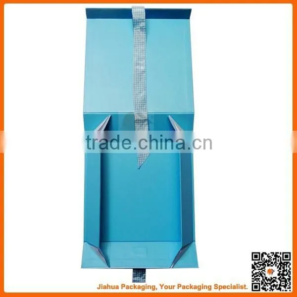Blue Collapsible Gift Box With Ribbon for Dress Packaging photo-2