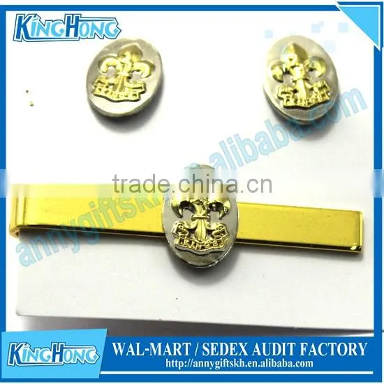 Customized Design Gold Plated Royal Tie Clip Set