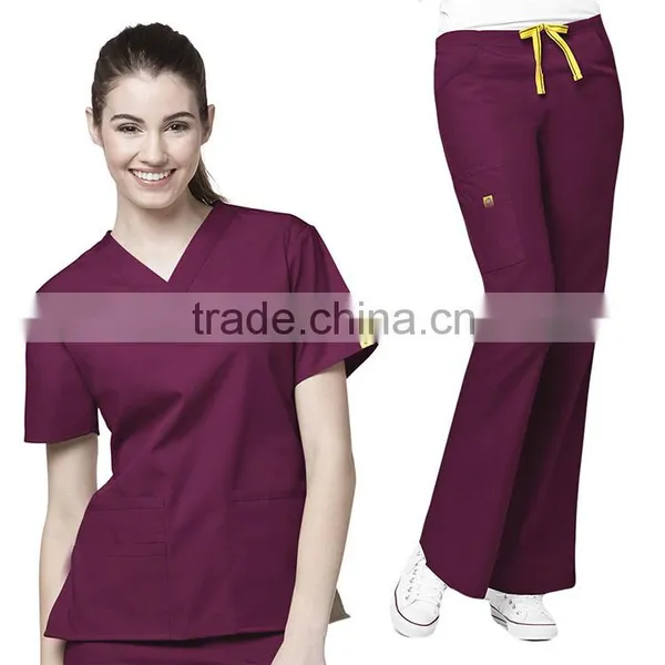 China Manufacturer TC Medical Uniform Scrub Top Sale / PolyCotton Medical Scrubs, Nursing Scrubs OEM Scrub Sets, photo-6