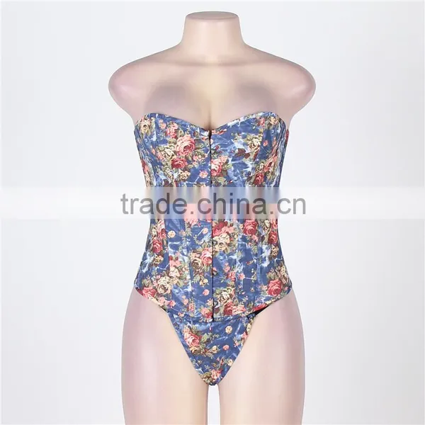 Wholesale Women Hot Sex Blue Photo Corset Waist Trainer Corset Sexy Corset photo-2