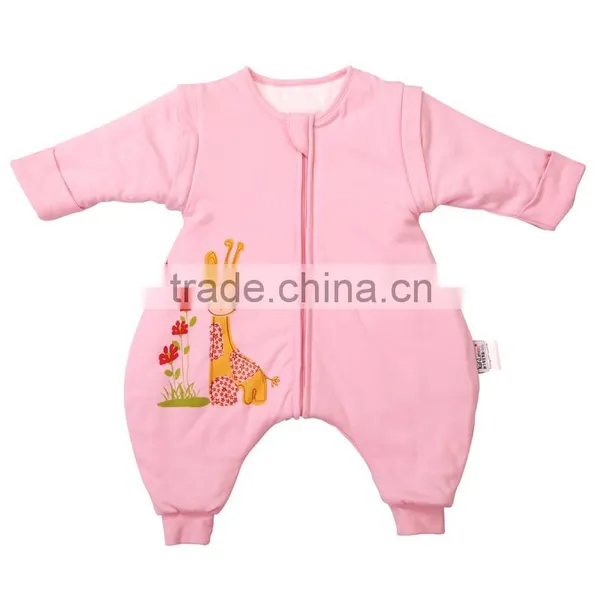 100% Cotton Anti Kicking Infant Child Foot Sleeping Bag Thick Filling for Autumn and Winter Pink Style photo-2