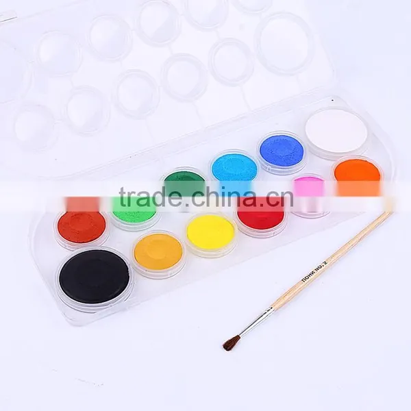 High Quality 12pcs Solid Powder Water Color Cake Airbrush Paint for Kids,tempera Kids Paint Powder Watercolor in Plastic Box photo-4
