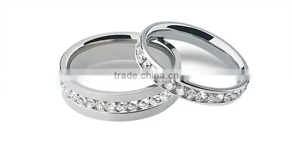 White Cubic Zirconia Eternity 316L Stainless Steel Wedding Band Ring for Lover photo-5