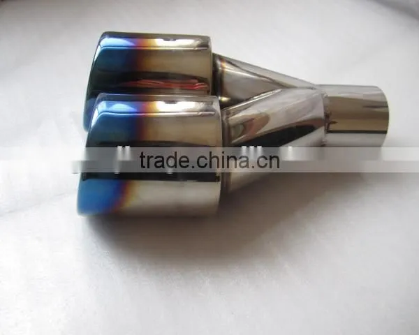 Blue Burnt Exhaust Dual Straight Tip Polished Stainless Steel photo-2