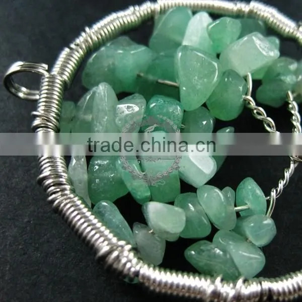 50mm Round Handmade Wiring Tree in Random Green Jade Jasper Stone Pendant Charm DIY Supplies 1820242 photo-2