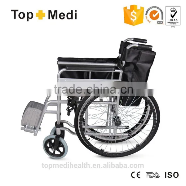 Flixed Double Cross Support Steel Wheelchair With Footrest and Armrest photo-3