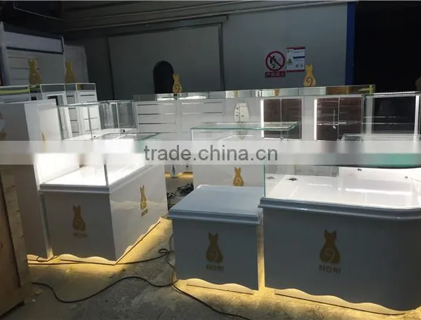 Electronic Cigarette Small Kiosk, Wooden Glass Store Kiosk Showcase Designs