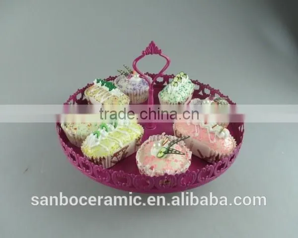 One Layer Small Colorful Cake Stand With Flower Rim OEM Factory Cheap Price photo-4