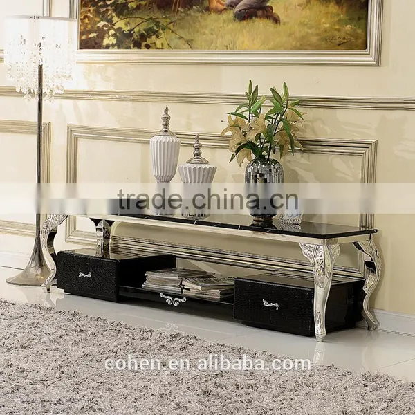 E102 Stainless Steel Base Modern Luxury Nature Marble tv Stand,tv Cabinet Furniture photo-2