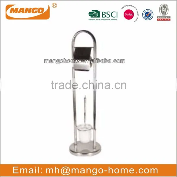 Standing Stainless Steel Toilet Paper Holder and Toilet Brush Holder photo-4