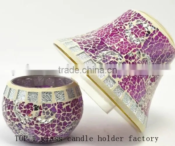 Custom Colors Mosaic Candle Shade Mirror Mosaic Candle Holder photo-5