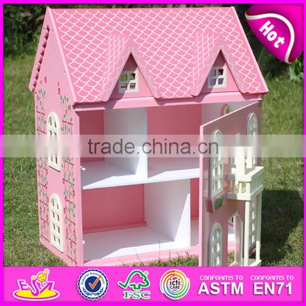 Best Design Pink House Toys Wooden Dollhouse for Girls W06A020 photo-2