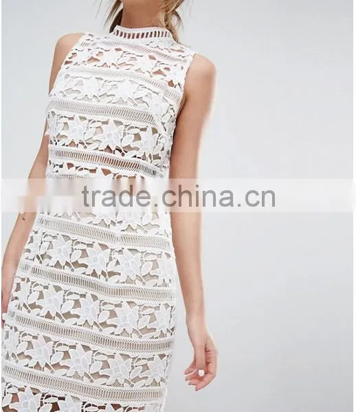 China Fashion Clothing/Embroidered Lace Hanky Hem Dress photo-3