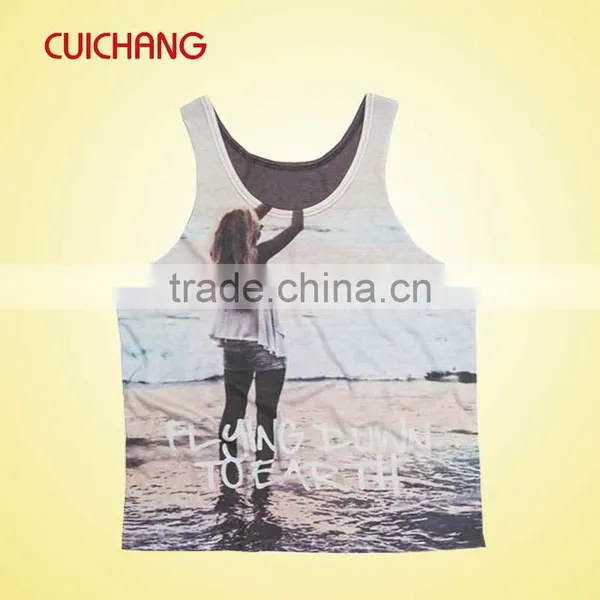 Wholesale Heat Transfer/silk Screen Print Polyester/cotton Custom Design Running Sleeveless Shirt Tank Top YDBX-079 photo-2
