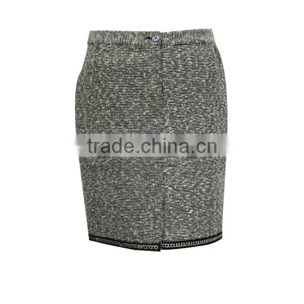 Ladies Latest Design Grey Yarn Tye Polyester Spandex Skirts photo-2