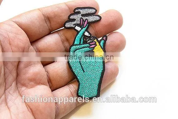 Custom High Quality Smoking Embroidered Patch for Clothes Embroidery Patch Made in China Choose Size/color photo-3